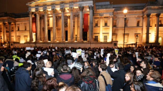 Акция солидарности с французскими журналистами в Лондоне