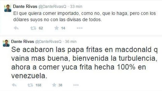 Los tuits de Dante Rivas