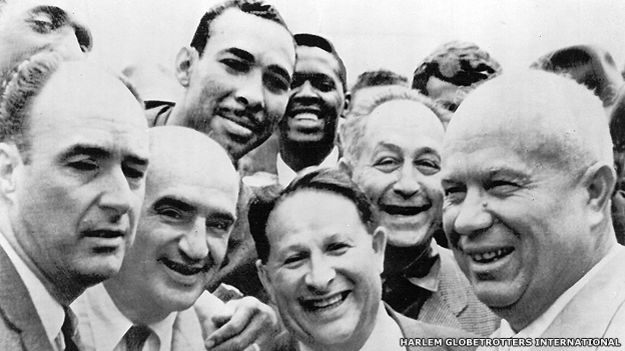Los jugadores con Nikita Kruschev