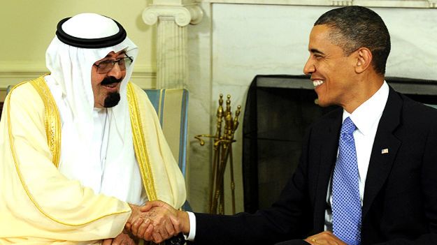 Exjefe de Estado de Arabia Saudita, Rey Abdullah Bin-Abd-al-Aziz Al Saud , junto al presidente de EE.UU., Barack Obama