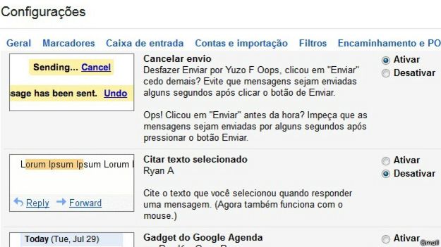 Página do Gmail