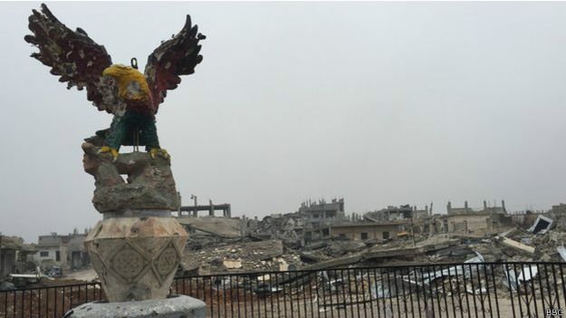 Destrucción en Kobane
