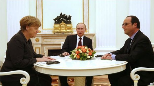 Путин, Олланд и Меркель