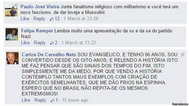 Comentários sobre Gladiadores do Altar no Facebook | Foto: Reprodução