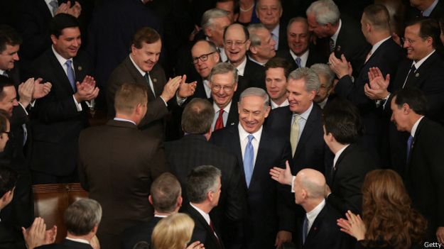 Премьер-министра Израиля Биньямина Нетаньяху встречают в Конгрессе