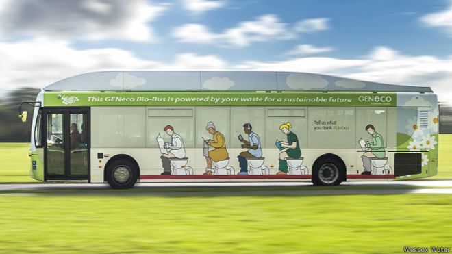 Ônibus Biobus, movido a biometano produzido com fezes e lixo