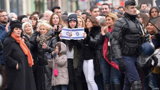 Manifestaciones en parís en apoyo a la comunidad judía