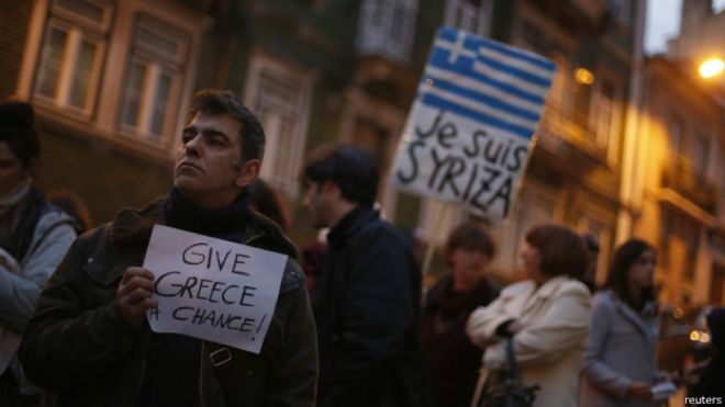 Manifestación pidiendo ayuda a Grecia