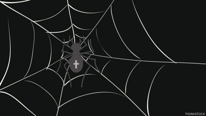 Ilustración de una tela de araña sobre fondo oscuro