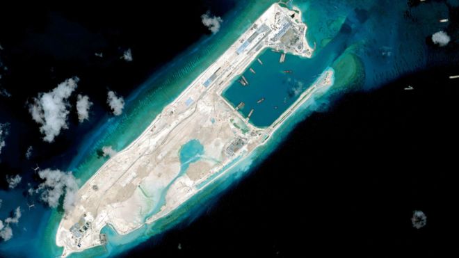 美国卫星拍摄的永暑礁填海情况（2/4/2015）