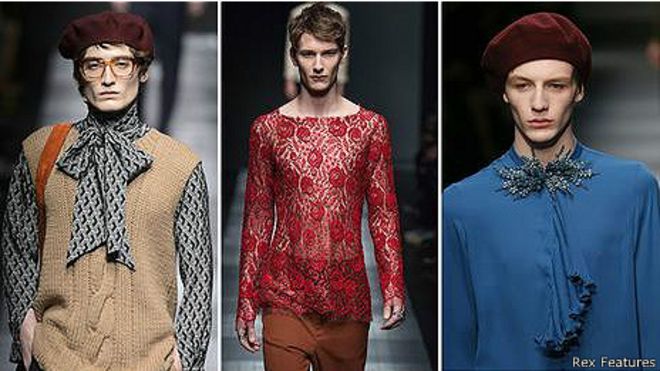Первая коллекция мужской одежды для Gucci авторства Алессандро Микеле изобилует женскими образами 