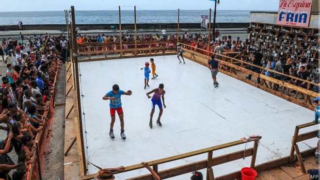Pista de hielo en La Habana