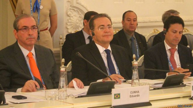 Cunha e Calheiros em viagem oficial a Moscou (BBC Brasil)