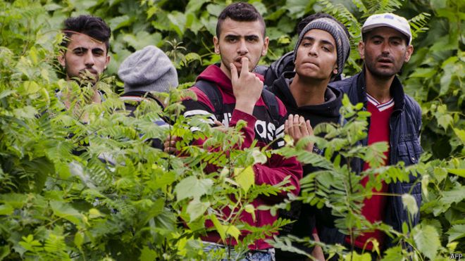 HUNGRIA....TIENE PREVISTO APROBAR EN SU PARLAMENTO..EL DIA MIERCOLES. UN CERCO DE VARIOS KMS. POR 4 METROS DE ALTO. PARA QUE NO SIGA HABIENDO MAS INGRESOS DESDE SERBIA ILEGALMENTE 150623141051_migrants_border_624x351_afp