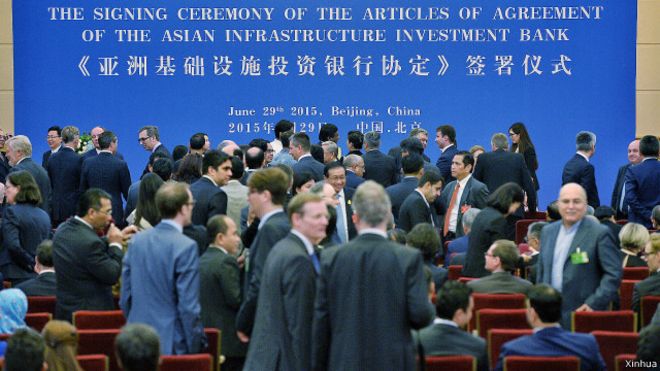 《亚洲基础设施投资银行协定》签署仪式在北京举行。