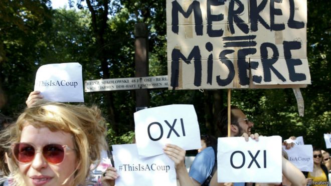 Protesta sobre deuda griega