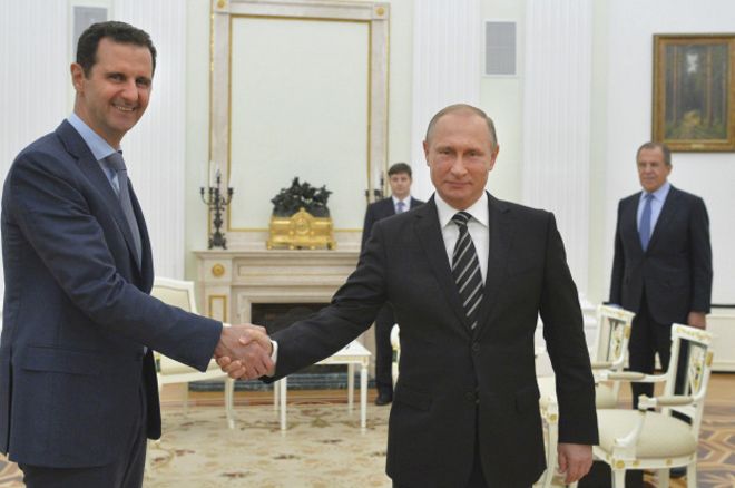 Башар Асад во время встречи с Владимиром Путиным, Москва, 20 октября 2015 г.