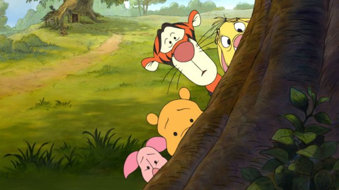 Una ilustración de Winnie the Pooh, versión Disney