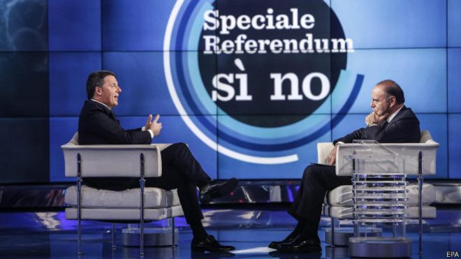 意大利总理伦齐公投前接受媒体采访