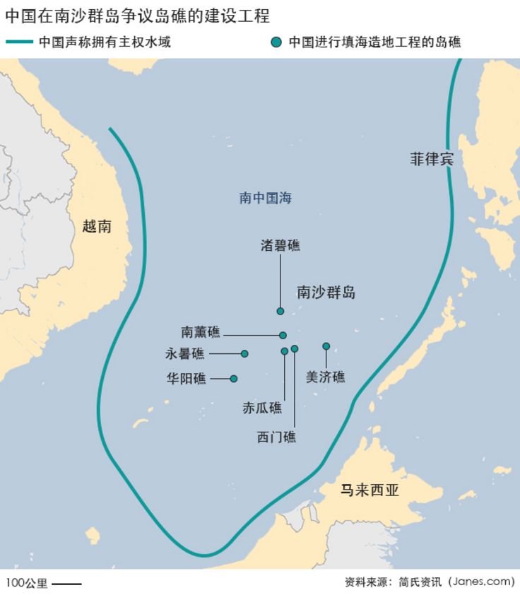 地圖：南中國海的填海工程
