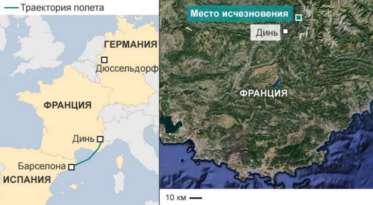 карта места падения