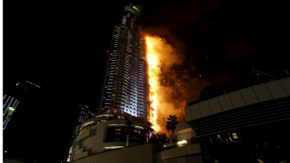 пожар в отеле Address Hotel Downtown в Дубае