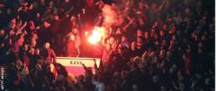 Flares were lit by supporters