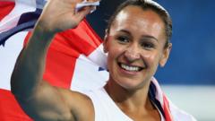 Jessica Ennis-Hill celebrates after winning heptathlon silver at the Rio Olympics