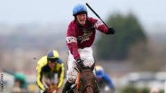 David Mullins celebrates winning the Grand National, on 33/1 chance Rule The World