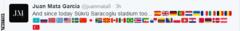 Juan Mata tweeted all the flags of every country he's played football in