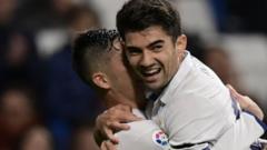 Enzo Zidane celebrates Real Madrid goal