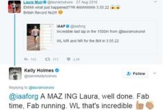 Dame Kelly Holmes tweets Laura Muir
