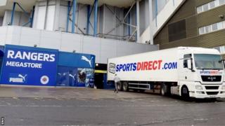 Rangers Megastore and Sports Direct van