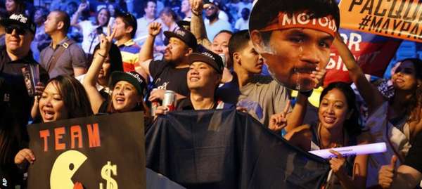 Manny Pacquiao fans cheer on their man at the weigh-in