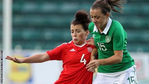 Ireland's Katie McCabe in action against Wales' Angharad James in August 2016