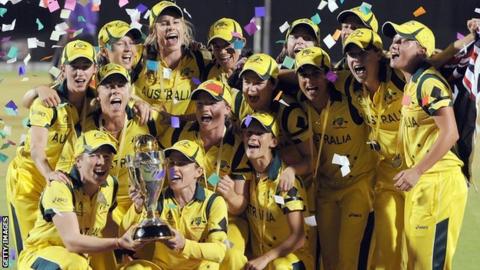 Australia celebrate winning the 2013 World Cup in Mumbai
