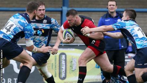 Owen Lane powers through to score try for Wales