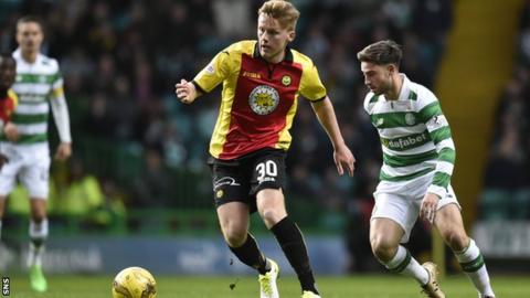 Andrew McCarthy in action against Celtic