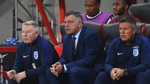 Sam Allardyce (centre) and Craig Shakespeare (right) briefly worked together in the England set-up earlier this season