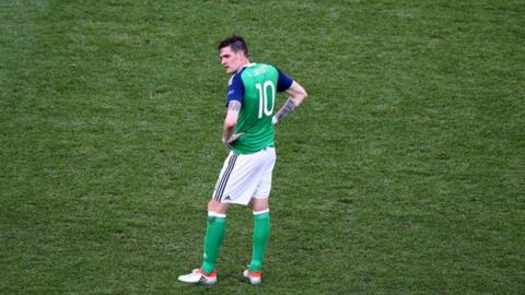 Northern Ireland striker Kyle Lafferty cut a frustrated figure against Poland.