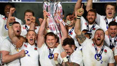 England captain Dylan Hartley celebrates winning the 2016 Six Nations