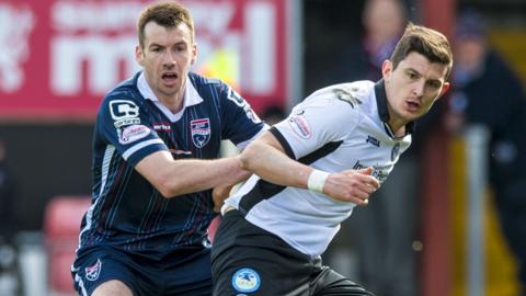 Ross County's Paul Quinn (left) with Graham Cummings