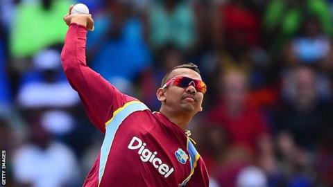 Sunil Narine bowls