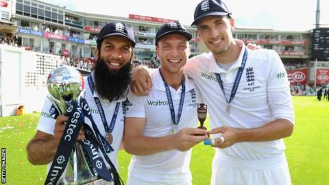 Moeen Ali, Jos Buttler and Steven Finn