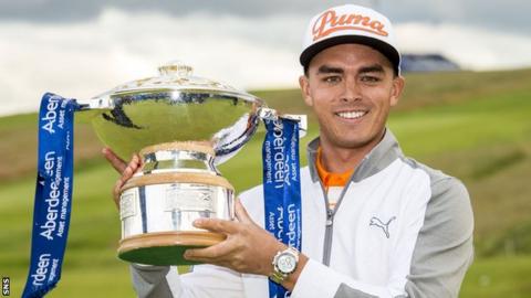 Rickie Fowler with the Scottish Open trophy