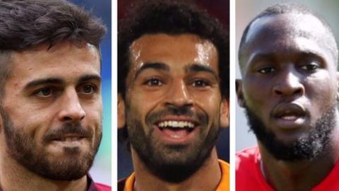 Bernardo Silva, Mohamed Salah and Romelu Lukaku