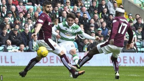 Patrick Roberts scores for Celtic against Hearts