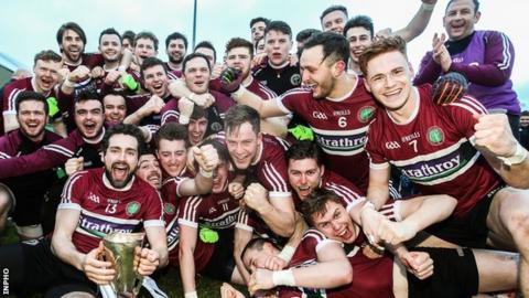 St Mary's celebrate their surprise win over UCD in the 2017 Sigerson Cup final