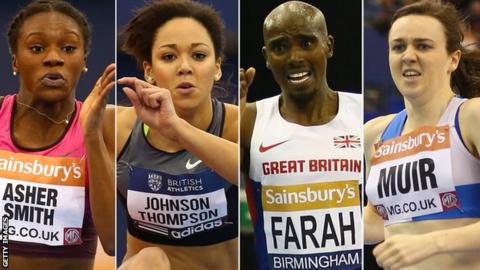 Dina Asher-Smith, Katarina Johnson-Thompson, Mo Farah and Laura Muir