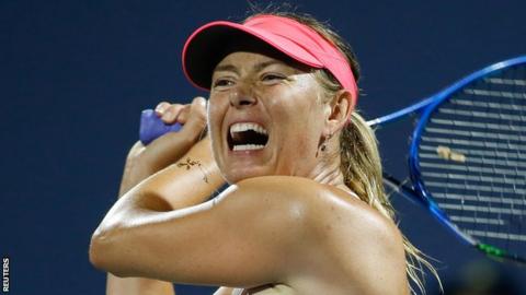 Sharapova wins in first match back on tour at Stanford Sharapova wins in first match back on tour at Stanford